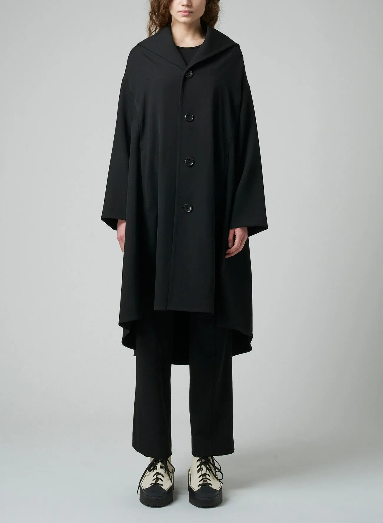 GABARDINE B COLLAR FLARE COAT sold by Yohji Yamamoto product image thumbnail 2