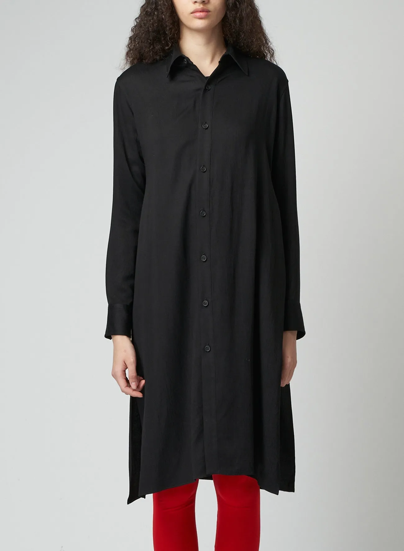 RAYON SATIN LONG SHIRT WITH SIDE SLITS sold by Yohji Yamamoto product image thumbnail 5
