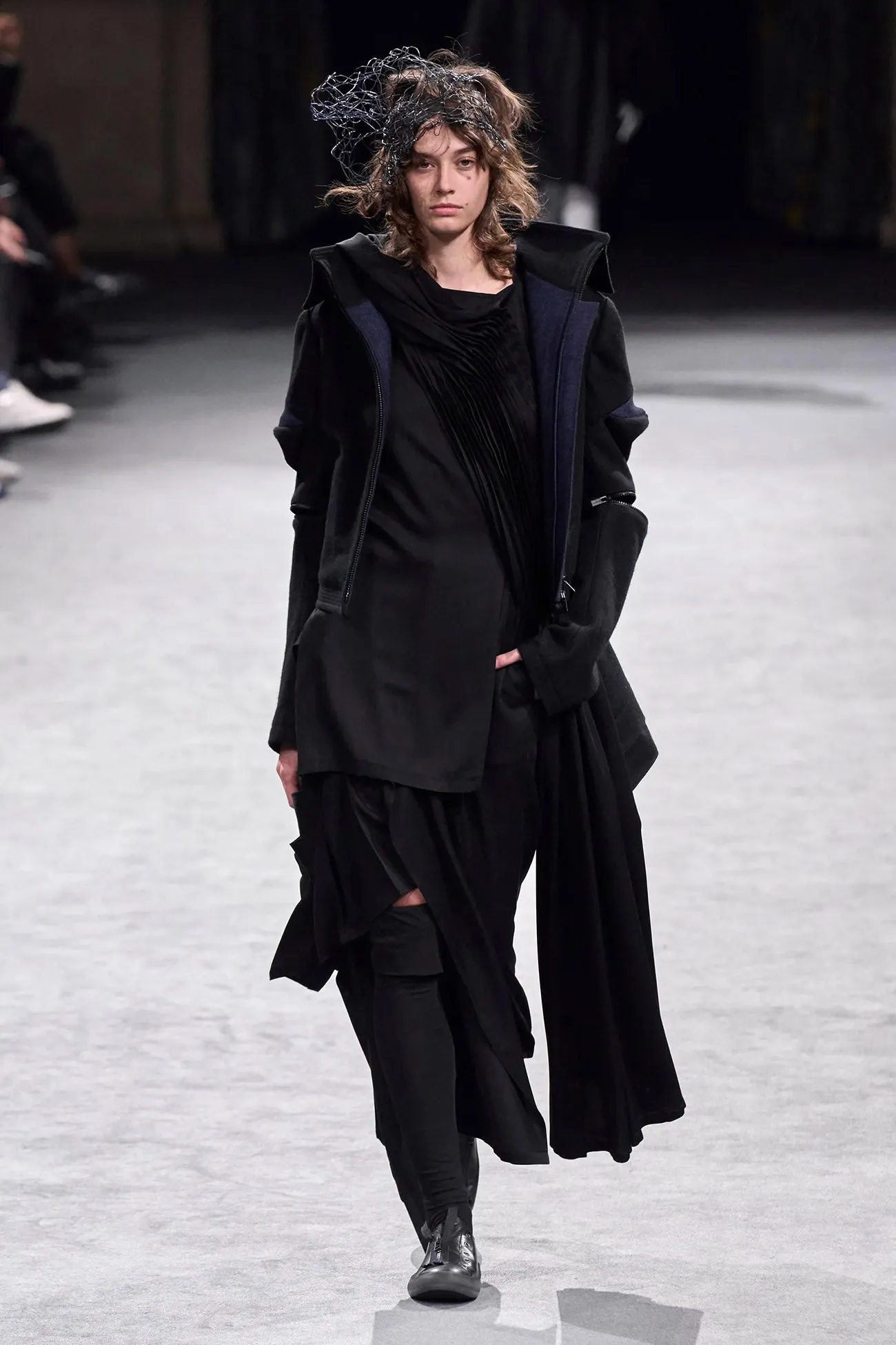 RAYON SATIN PLEATED ASYMMETRIC SKIRT sold by Yohji Yamamoto product image thumbnail 2