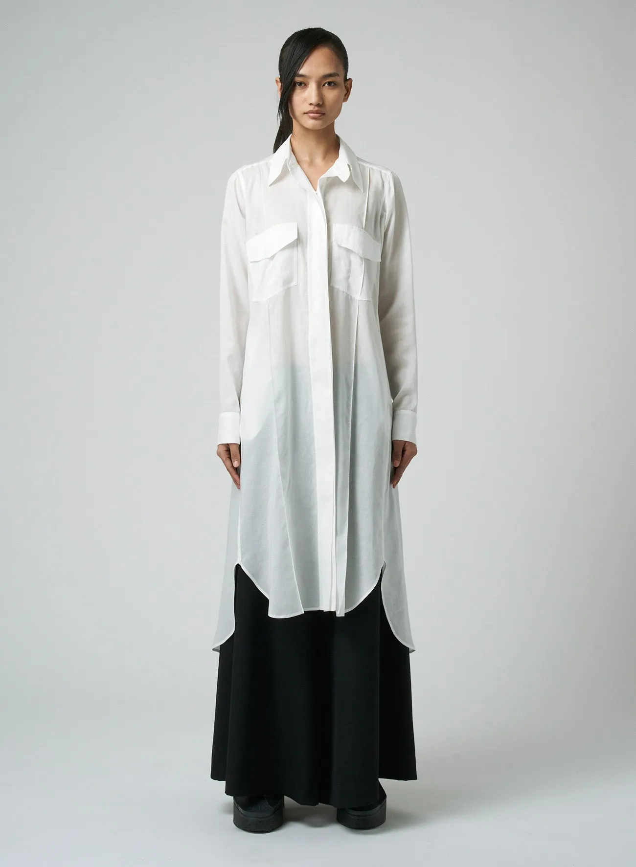 CELLULOSE LAWN WORKWEAR-STYLE LONG SHIRT DRESS sold by Yohji Yamamoto product image thumbnail 3