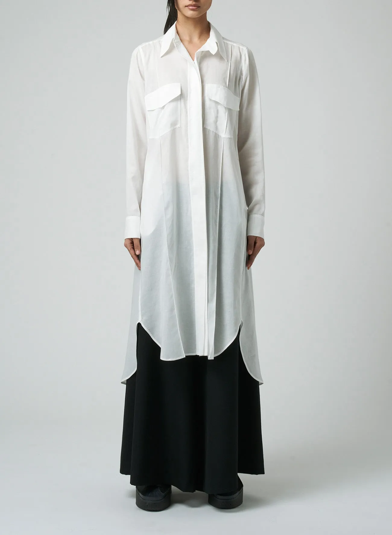 CELLULOSE LAWN WORKWEAR-STYLE LONG SHIRT DRESS sold by Yohji Yamamoto product image thumbnail 2