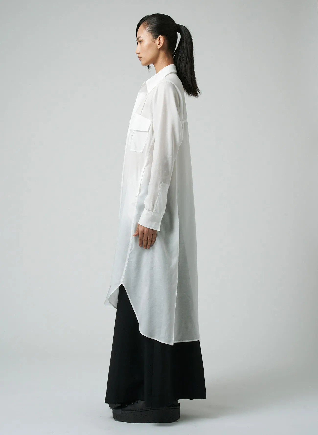 CELLULOSE LAWN WORKWEAR-STYLE LONG SHIRT DRESS sold by Yohji Yamamoto product image thumbnail 4