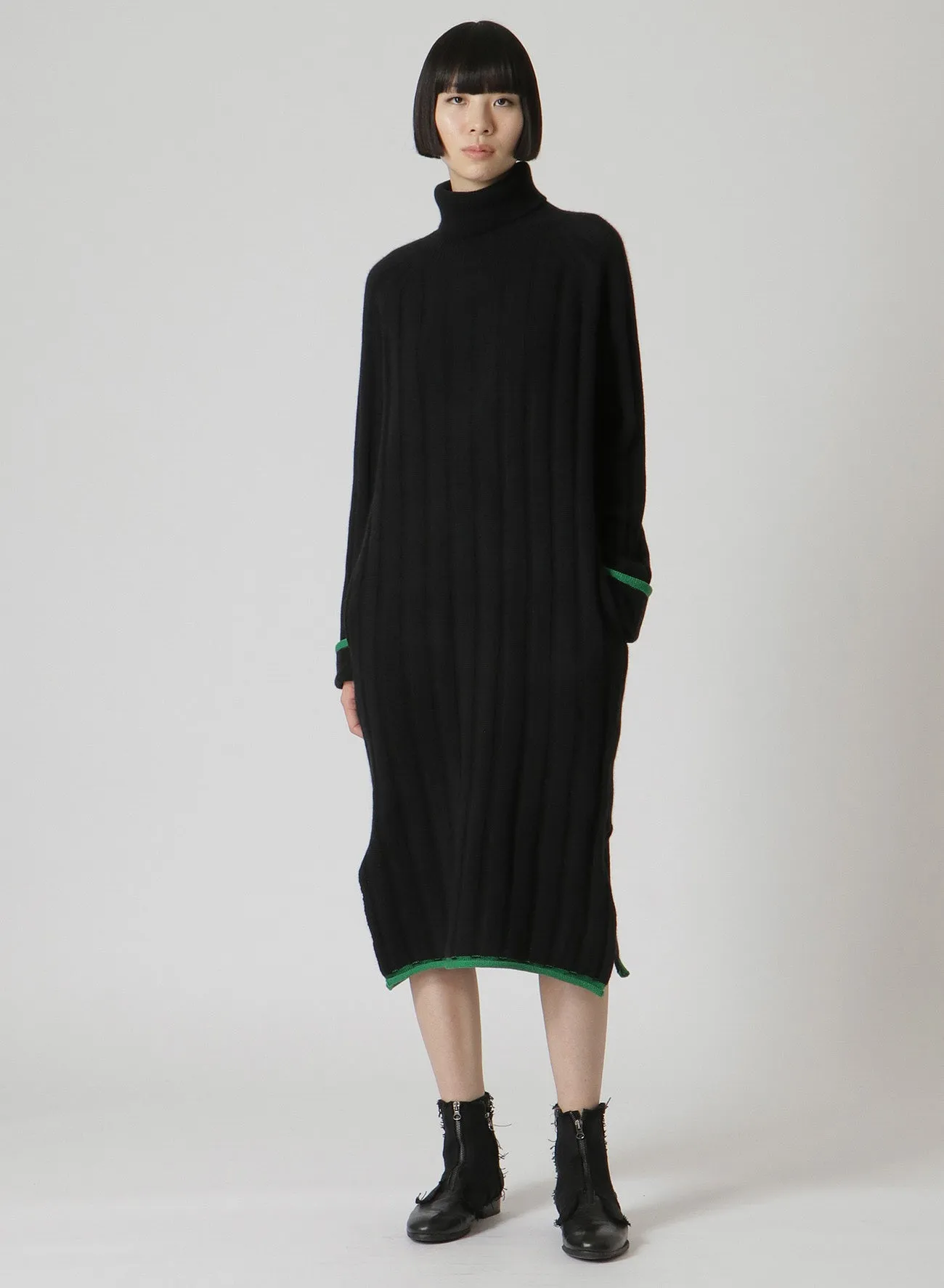 COLOR COMBINATION RIB RAGLAN COLOR COMBI DRESS sold by Yohji Yamamoto product image thumbnail 3