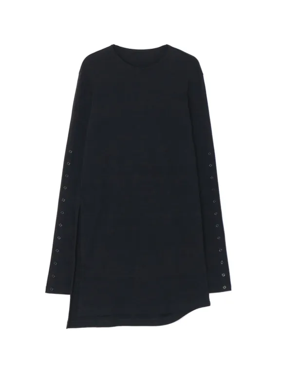30/- COMBED COTTON LONG SLEEVE T-SHIRT WITH BUTTON-UP SLEEVE SLITS sold by Yohji Yamamoto