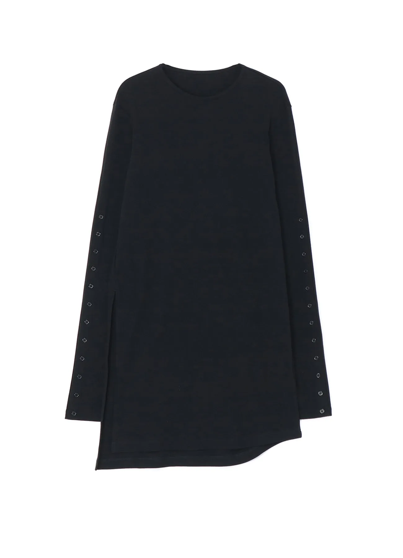 30/- COMBED COTTON LONG SLEEVE T-SHIRT WITH BUTTON-UP SLEEVE SLITS sold by Yohji Yamamoto
