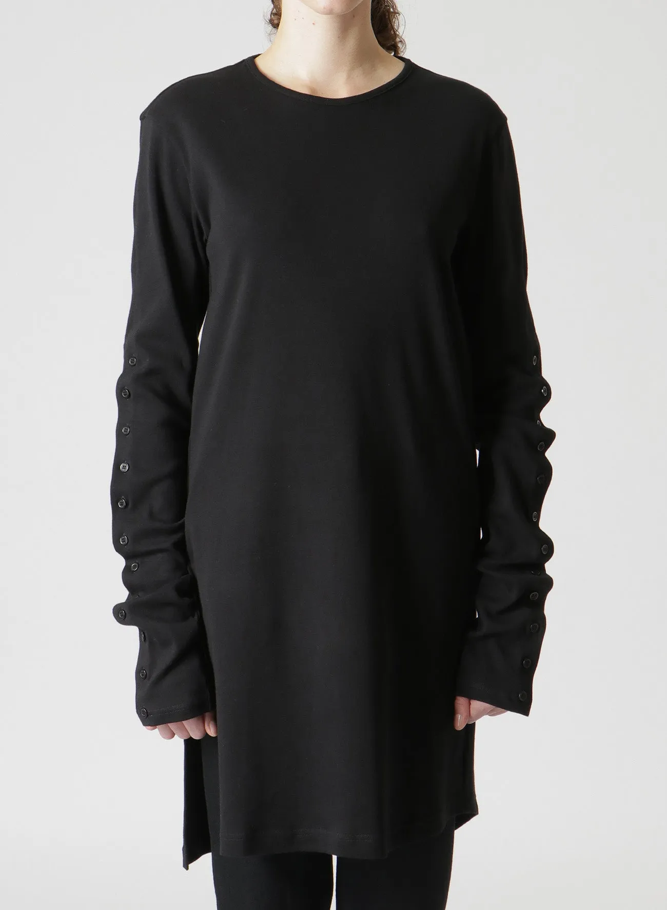 30/- COMBED COTTON LONG SLEEVE T-SHIRT WITH BUTTON-UP SLEEVE SLITS sold by Yohji Yamamoto product image thumbnail 2