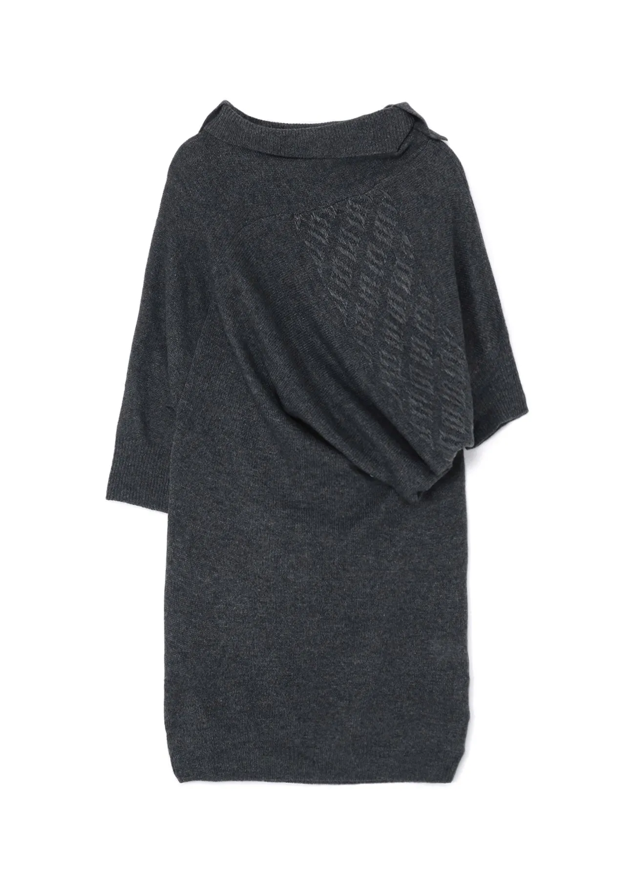 PLAIN ST+PATTERN+RIB DRAPED TURTLE NECK B sold by Yohji Yamamoto