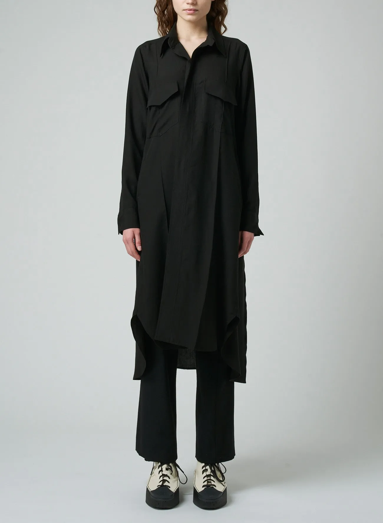 CELLULOSE POPLIN WORK SHIRT LONG DRESS sold by Yohji Yamamoto product image thumbnail 2