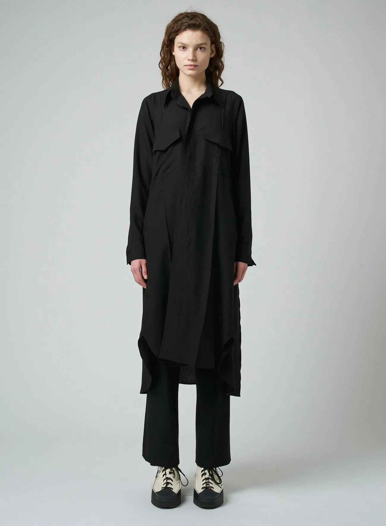 CELLULOSE POPLIN WORK SHIRT LONG DRESS sold by Yohji Yamamoto product image thumbnail 3