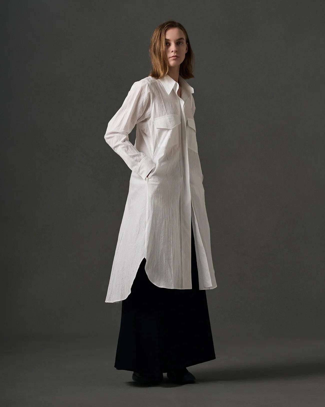 DOUBLE POCKET WORKWEAR-STYLE SHIRT DRESS sold by Yohji Yamamoto product image thumbnail 3