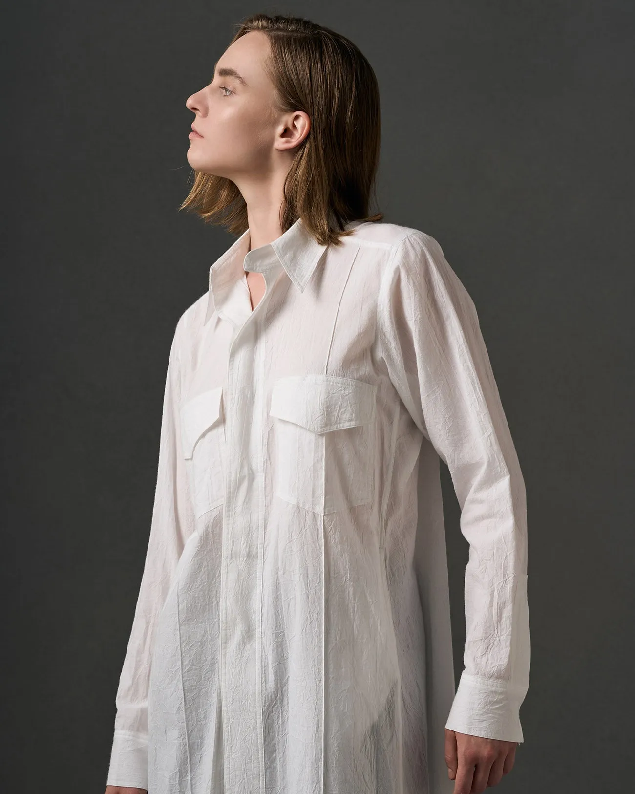 DOUBLE POCKET WORKWEAR-STYLE SHIRT DRESS sold by Yohji Yamamoto product image thumbnail 4