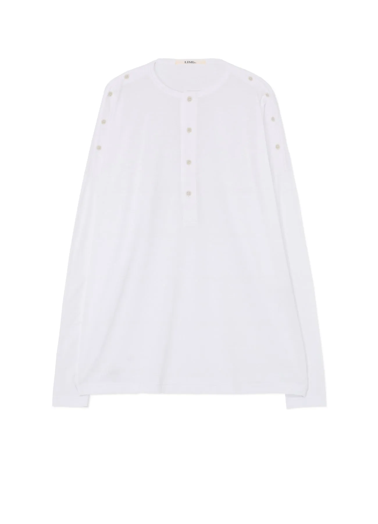 100/2 COTTON HENLEY SHIRT WITH BUTTON-UP SHOULDER SLITS sold by Yohji Yamamoto
