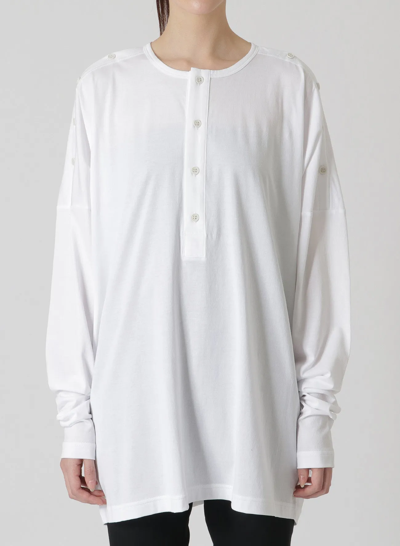 100/2 COTTON HENLEY SHIRT WITH BUTTON-UP SHOULDER SLITS sold by Yohji Yamamoto product image thumbnail 4