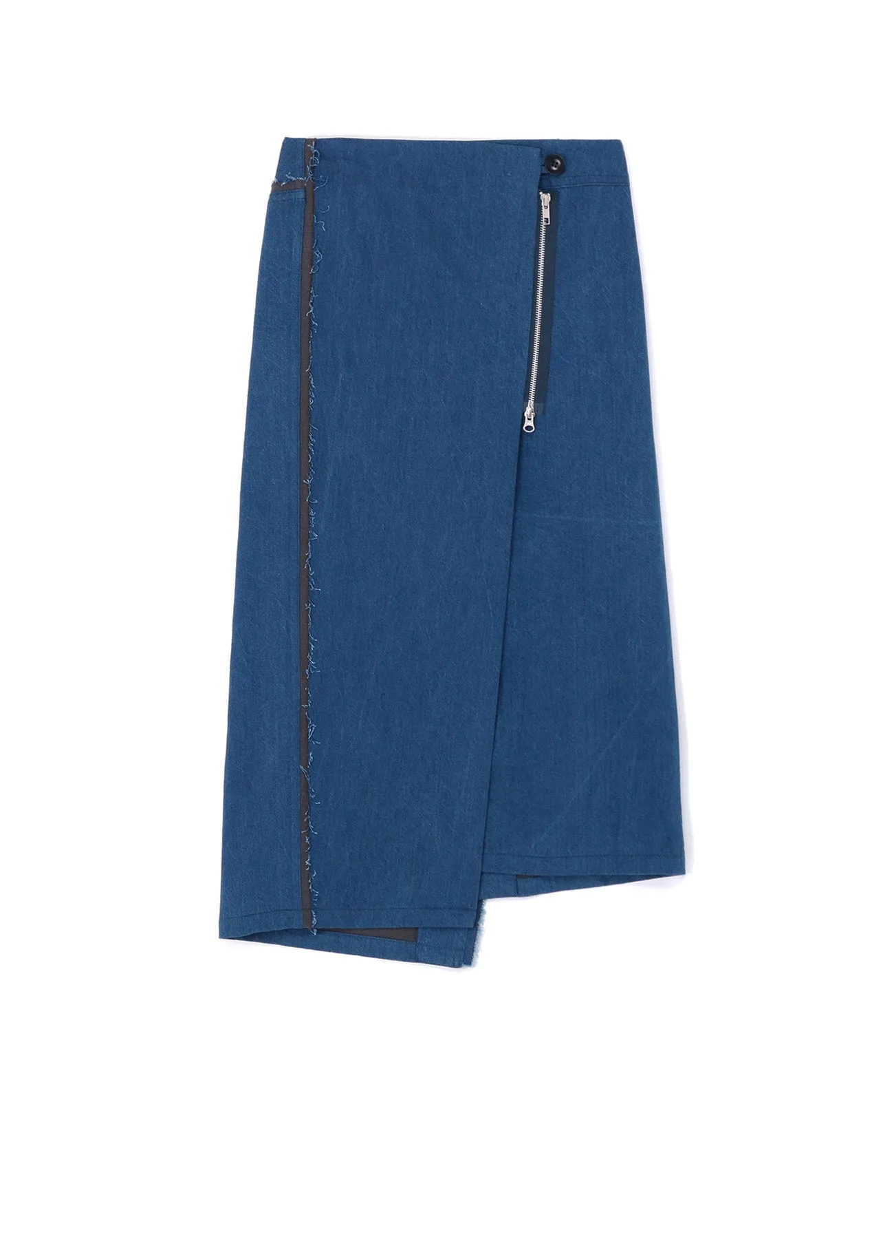 10oz DENIM PANELLED WRAP SKIRT sold by Yohji Yamamoto