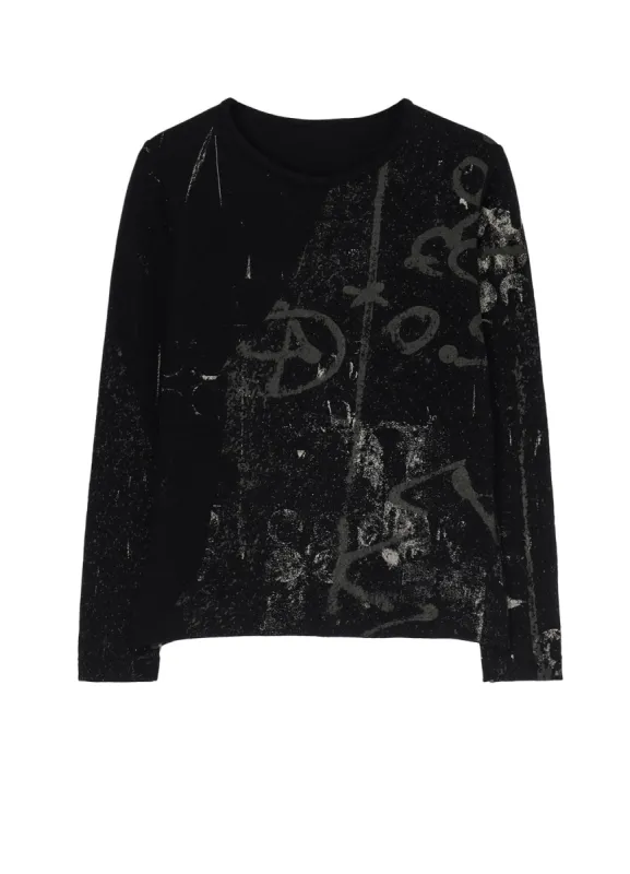 1/26 JERSEY GRAFFITI PRINT ROUND NECK LONG SLEEVE T sold by Yohji Yamamoto
