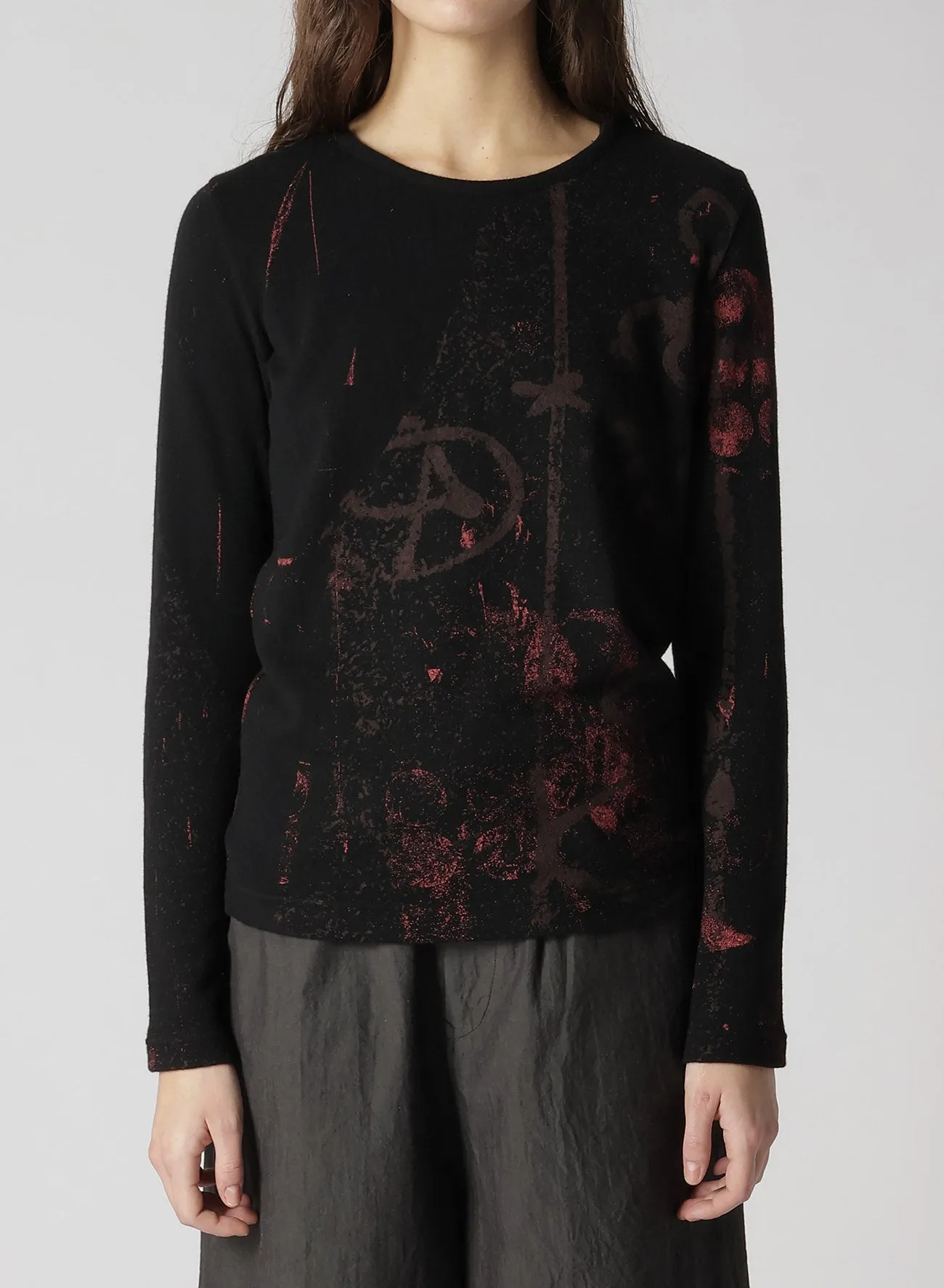 1/26 JERSEY GRAFFITI PRINT ROUND NECK LONG SLEEVE T sold by Yohji Yamamoto product image thumbnail 4