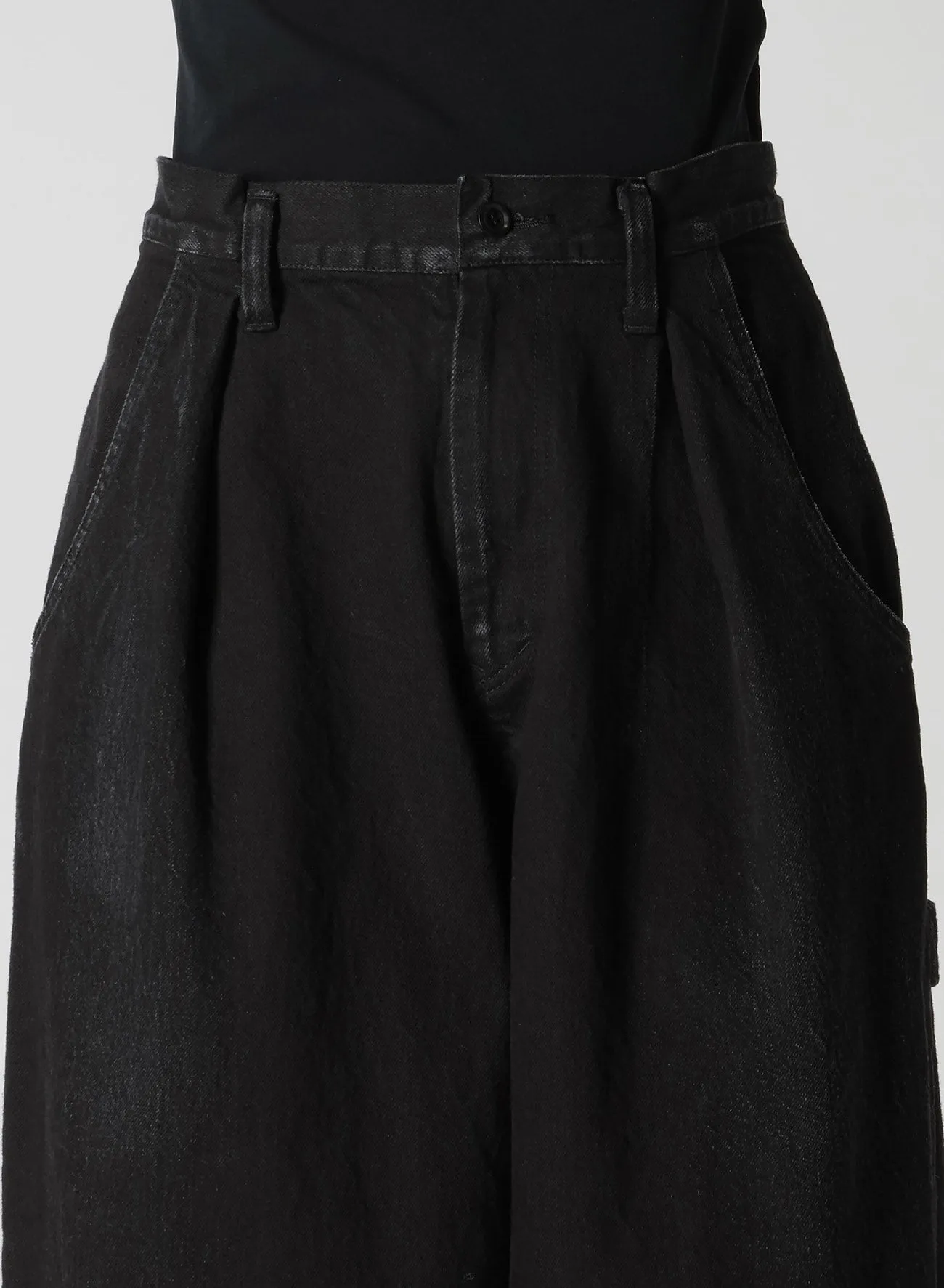 10OZ DENIM SINGLE-PLEATED WIDE LEG PANTS sold by Yohji Yamamoto product image thumbnail 5