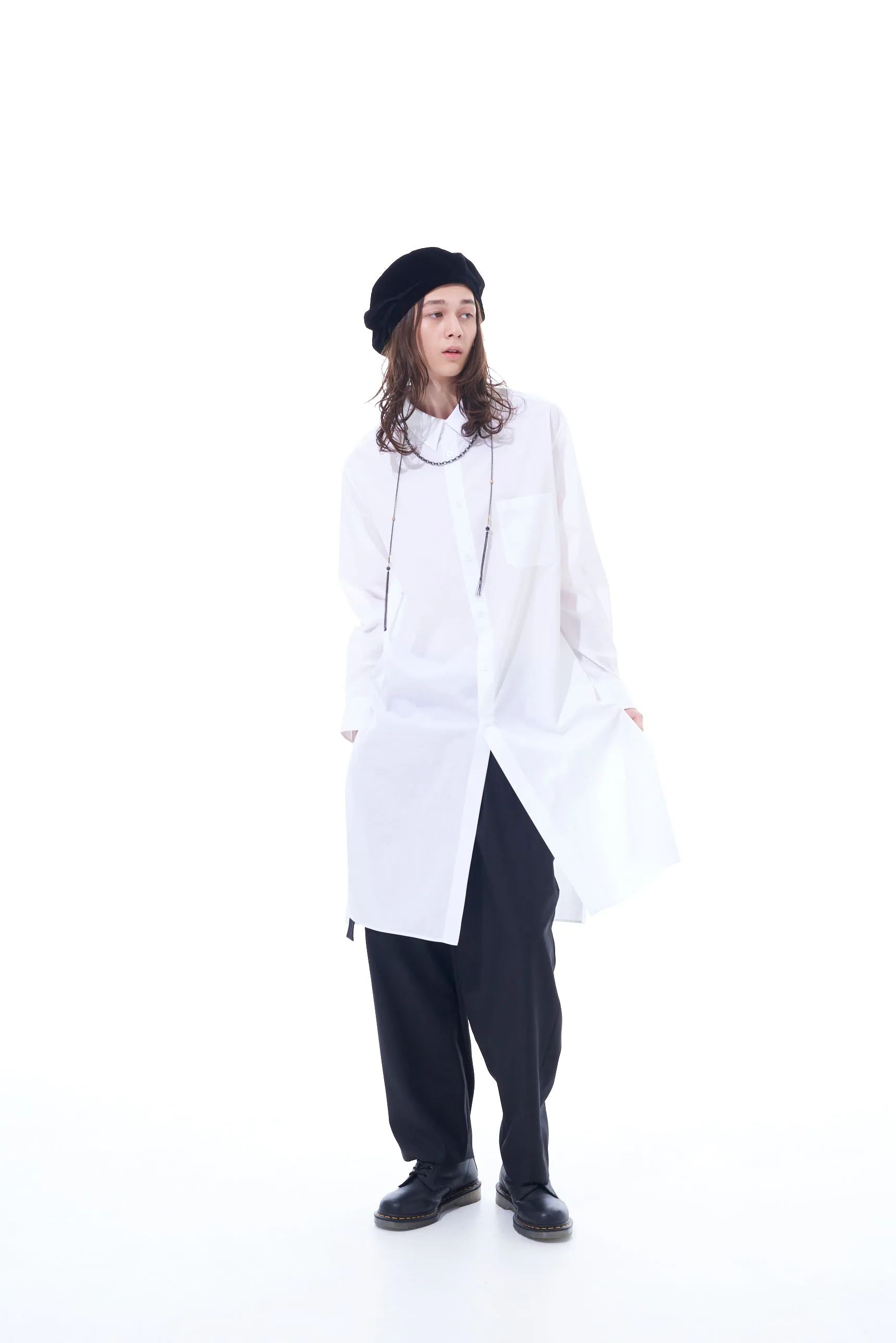 100/2 BROAD REGULAR COLLAR LOOSE FIT LONG SHIRT sold by Yohji Yamamoto product image thumbnail 2