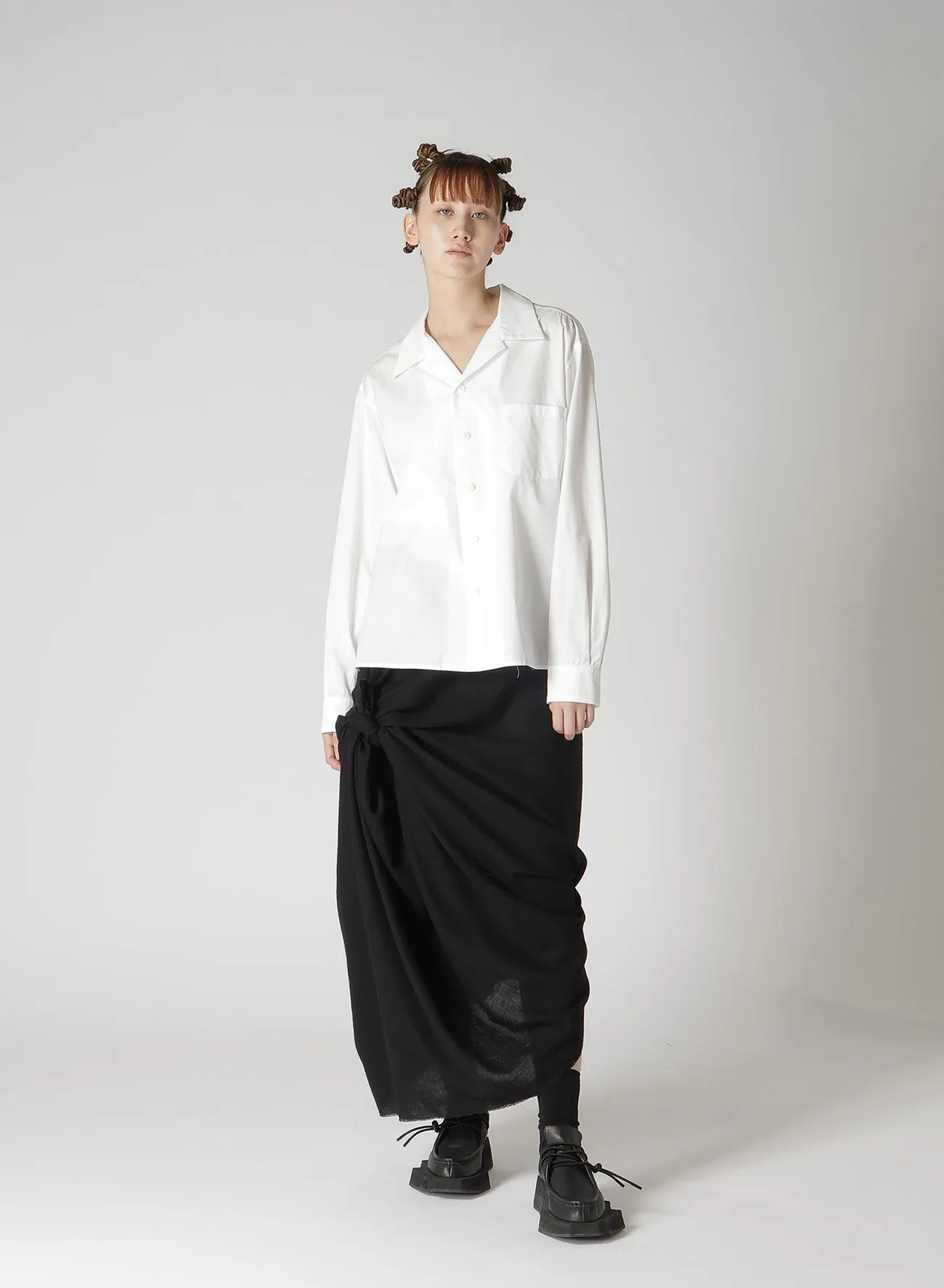 100/2 BROAD COTTON OPEN COLLAR SHIRT sold by Yohji Yamamoto product image thumbnail 4