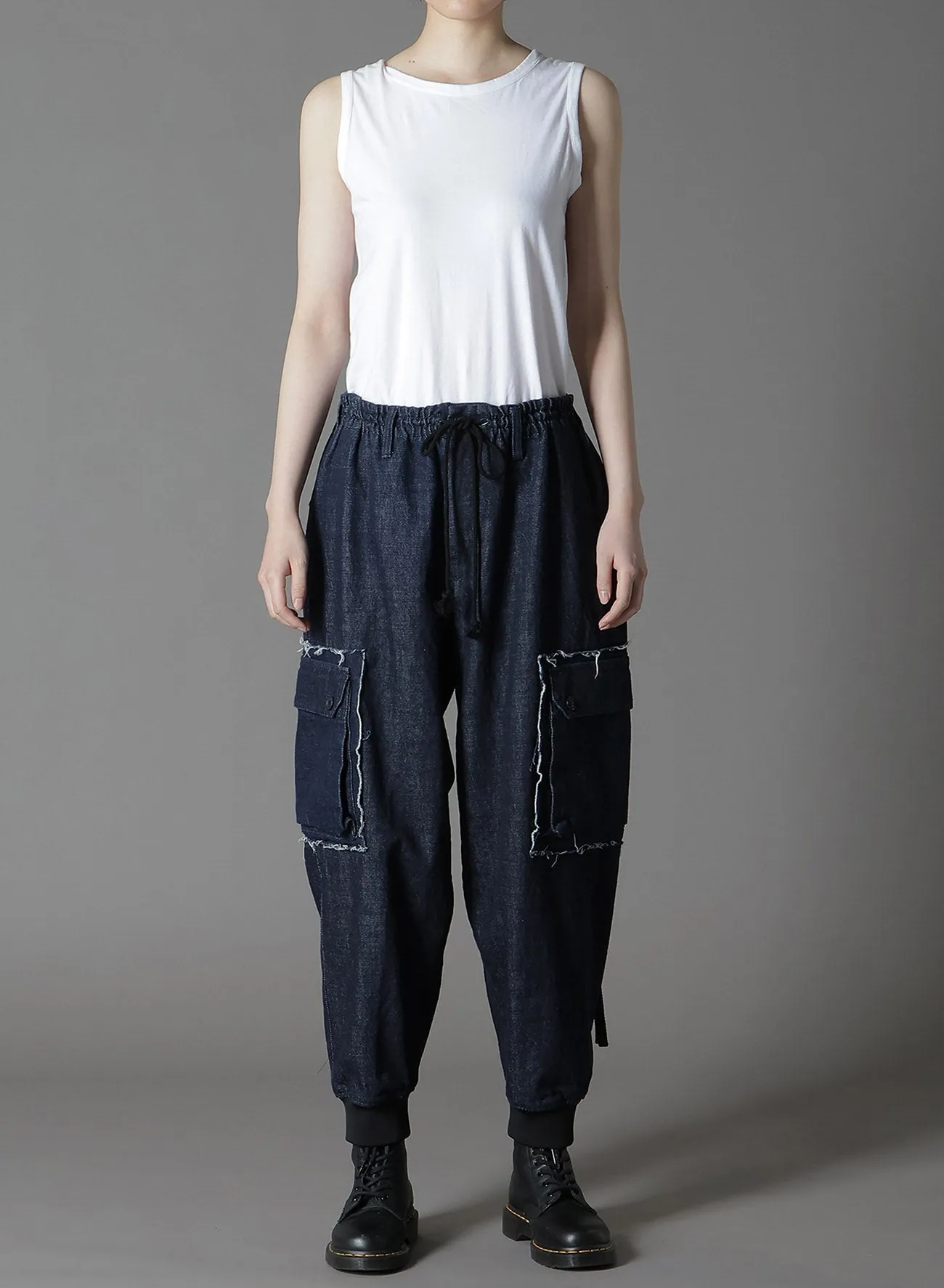 12OZ DENIM RIBBED HEM CARGO PANTS sold by Yohji Yamamoto product image thumbnail 4