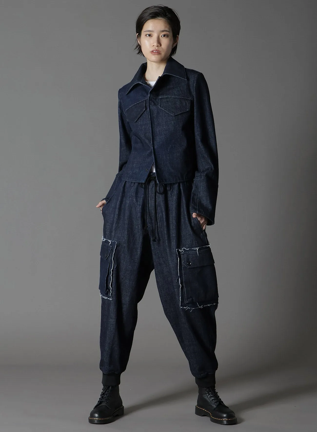 12OZ DENIM BACK CUTOUT SHORT JACKET sold by Yohji Yamamoto product image thumbnail 2