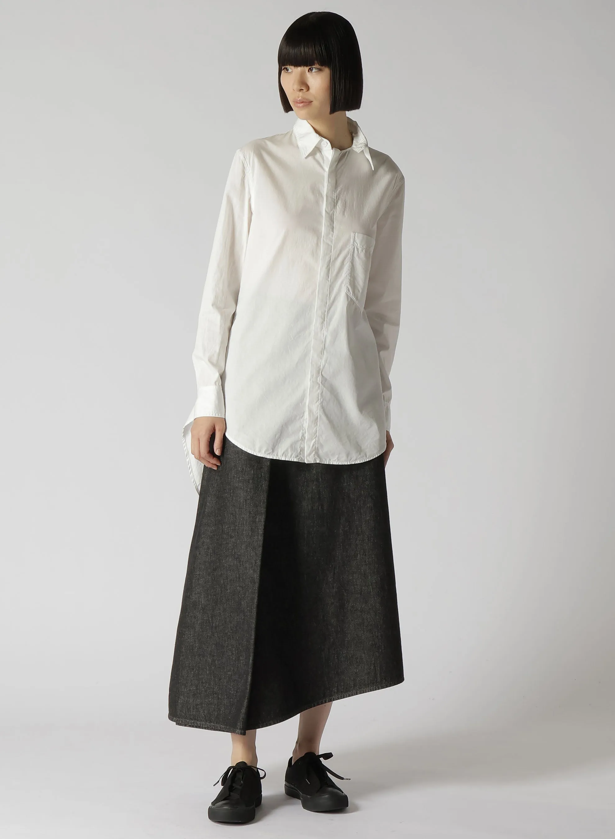 10OZ UNEVEN YARN DENIM CURVED WAIST SKIRT sold by Yohji Yamamoto product image thumbnail 3