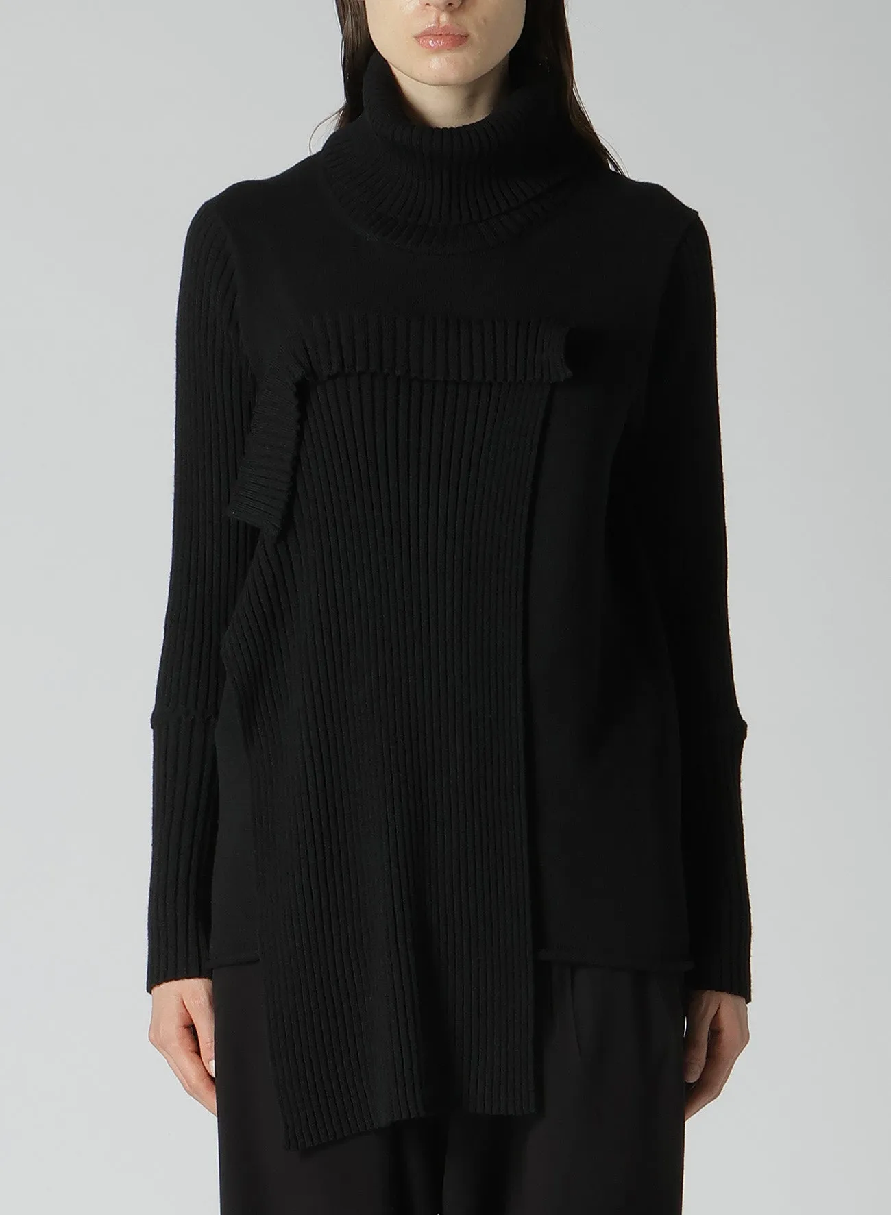 12G2P PLAIN RIB FRONT D CLOTH TURTLE NECK PO sold by Yohji Yamamoto product image thumbnail 2