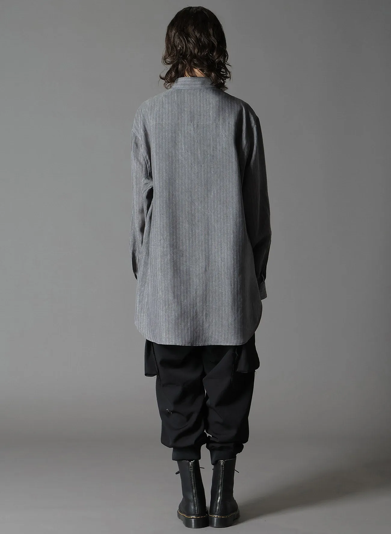 INK DYED STRIPE CUPRO RAYON A BIG COLLAR SHIRT sold by Yohji Yamamoto product image thumbnail 5