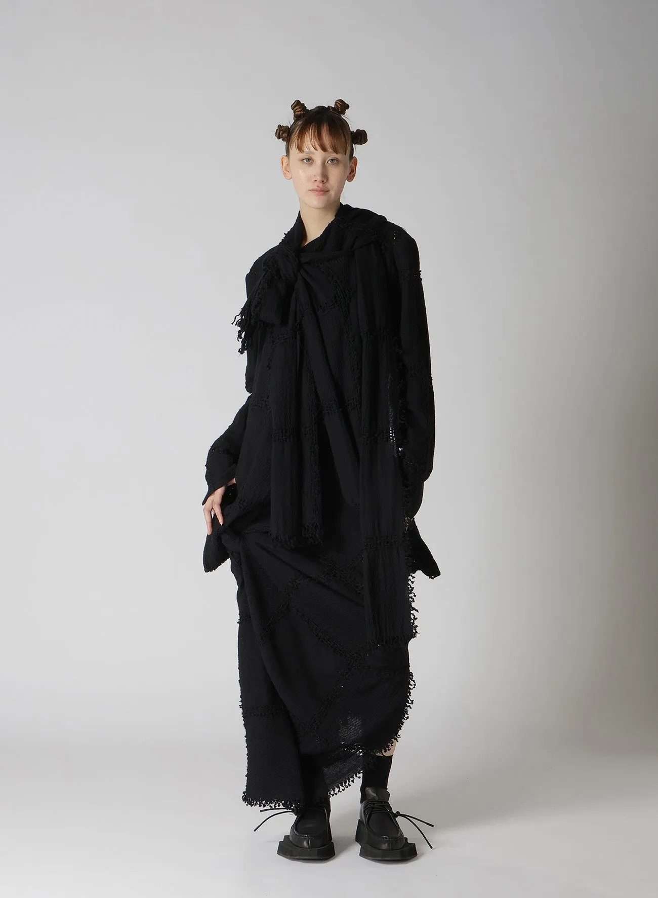 BLOCK JACQUARD KNOT DETAIL SKIRT sold by Yohji Yamamoto product image thumbnail 4
