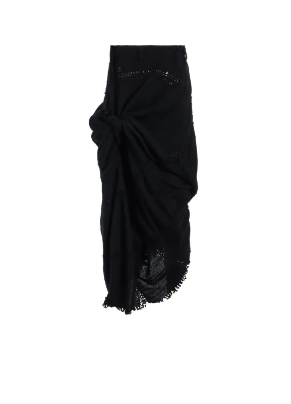 BLOCK JACQUARD KNOT DETAIL SKIRT sold by Yohji Yamamoto