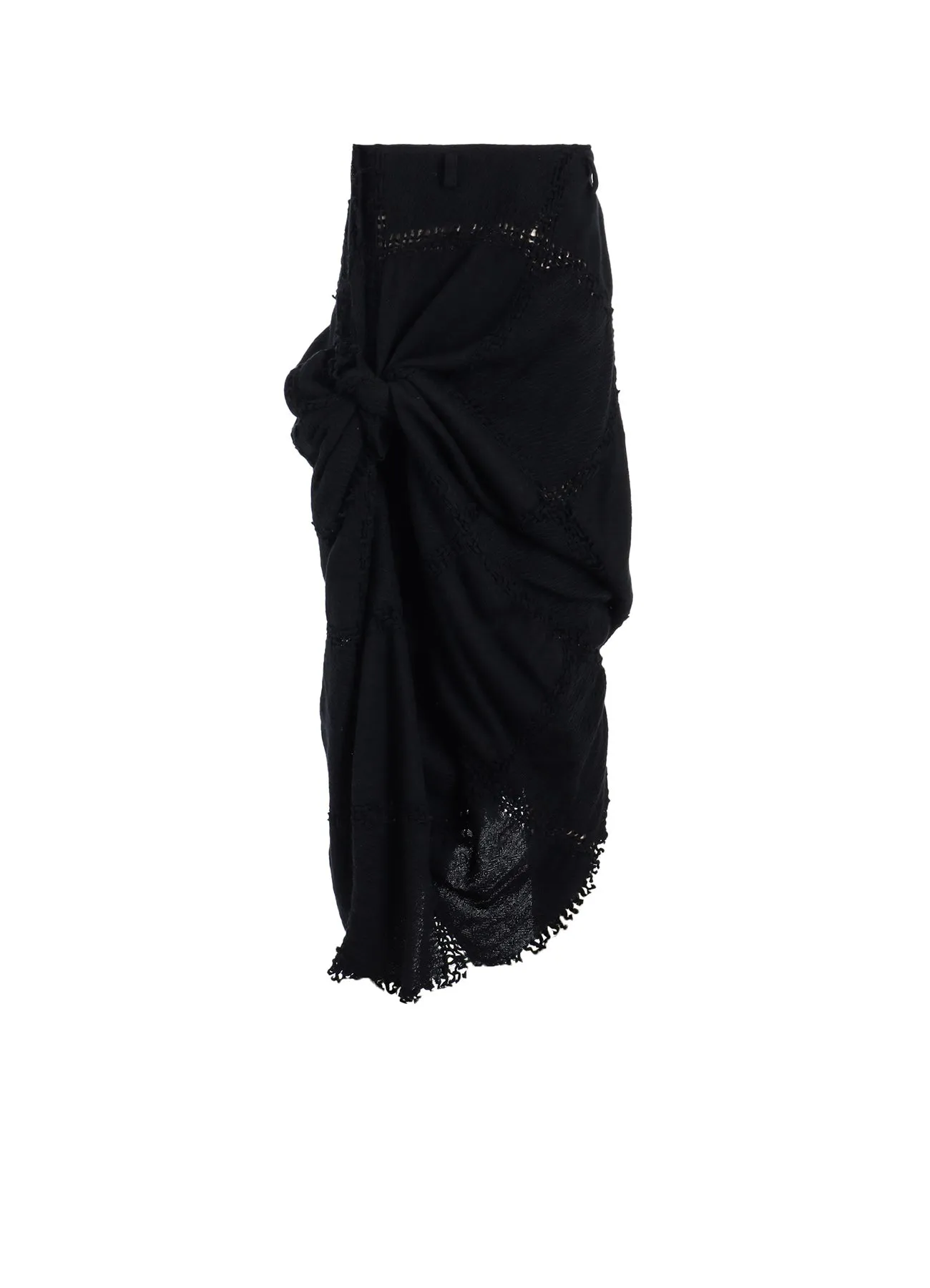 BLOCK JACQUARD KNOT DETAIL SKIRT sold by Yohji Yamamoto