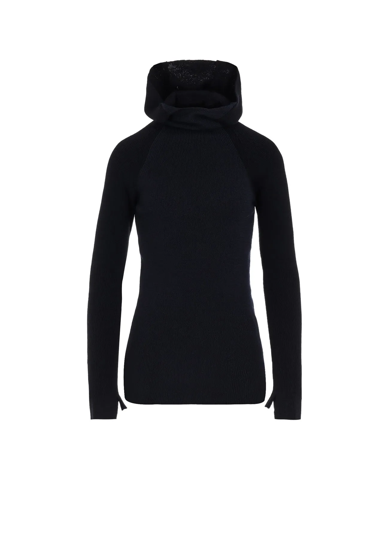 STANDARD WOOL WOSHABLE PLAIN STITCH SIDE HOODED KNITWEAR sold by Yohji Yamamoto