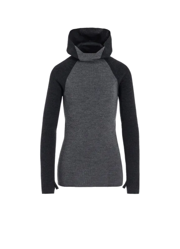 STANDARD WOOL WOSHABLE PLAIN STITCH SIDE HOODED KNITWEAR sold by Yohji Yamamoto