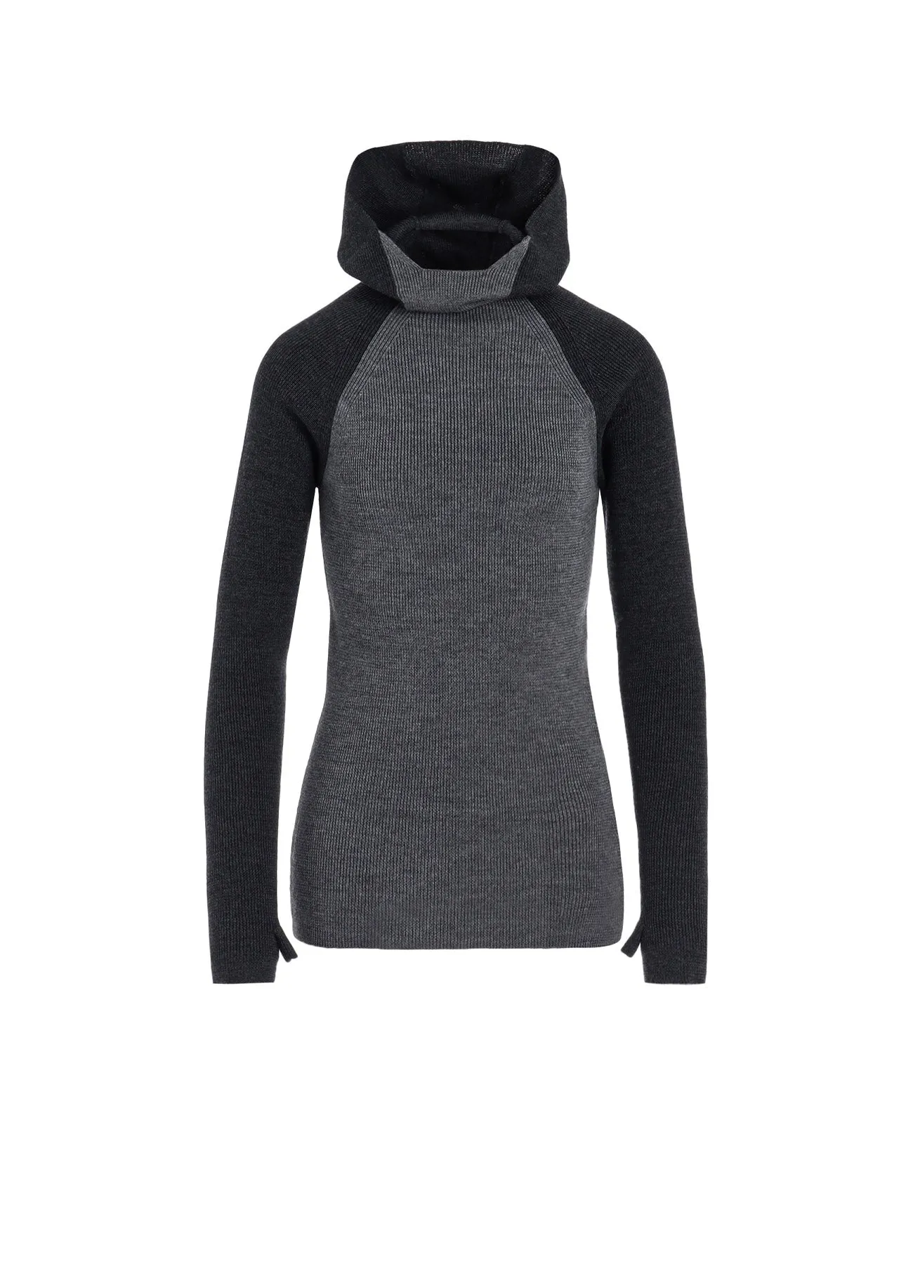 STANDARD WOOL WOSHABLE PLAIN STITCH SIDE HOODED KNITWEAR sold by Yohji Yamamoto