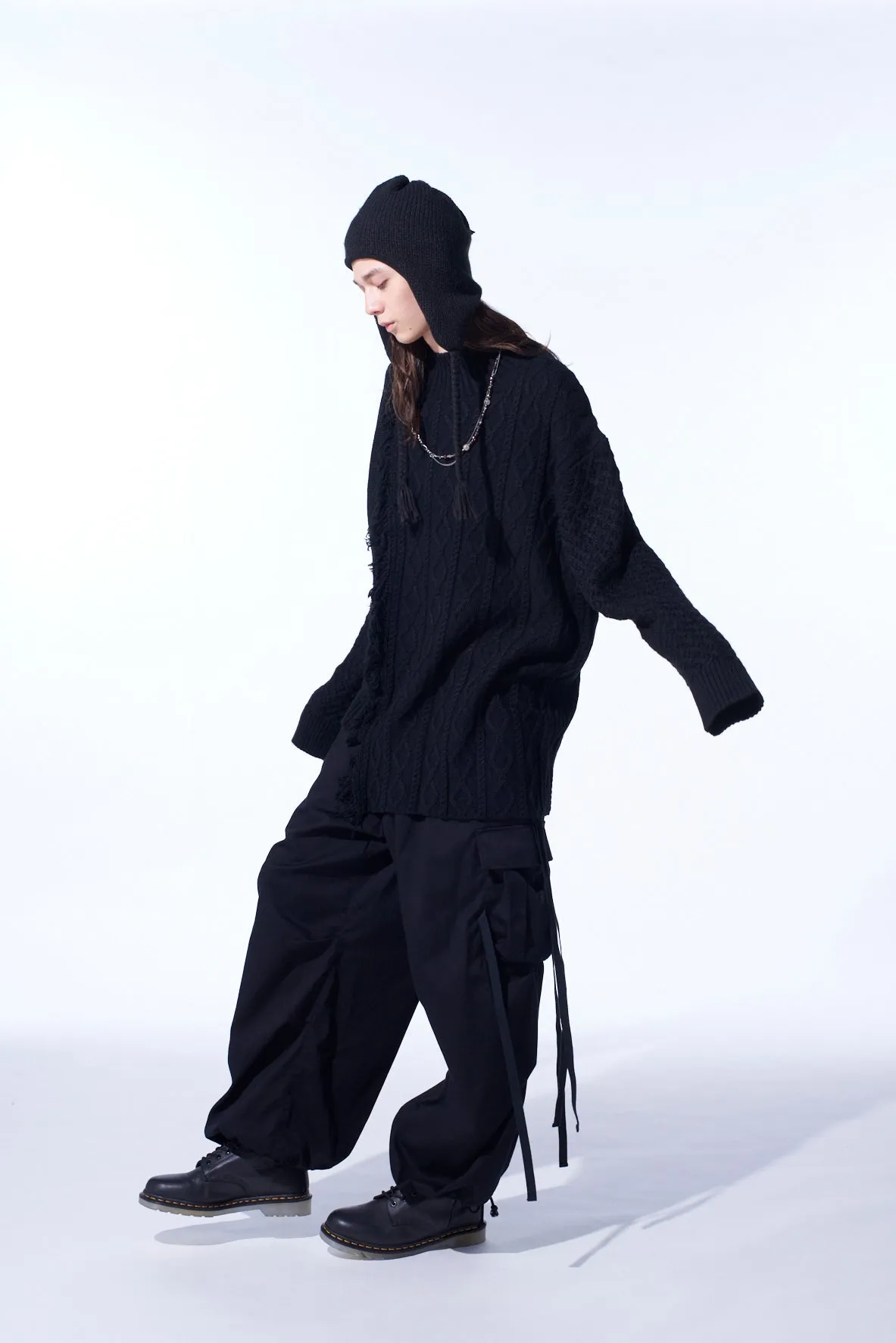 CORPILON BULKY WOOL ASYMMETRICAL FRINGE MOCK NECK KNIT sold by Yohji Yamamoto product image thumbnail 3