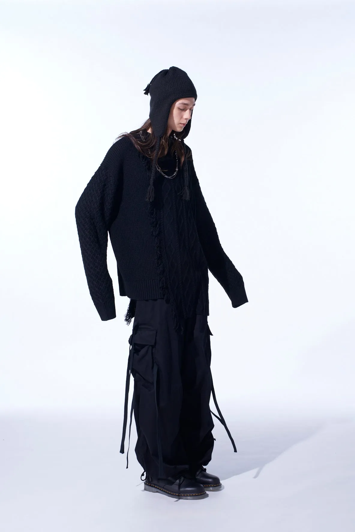 CORPILON BULKY WOOL ASYMMETRICAL FRINGE MOCK NECK KNIT sold by Yohji Yamamoto product image thumbnail 5