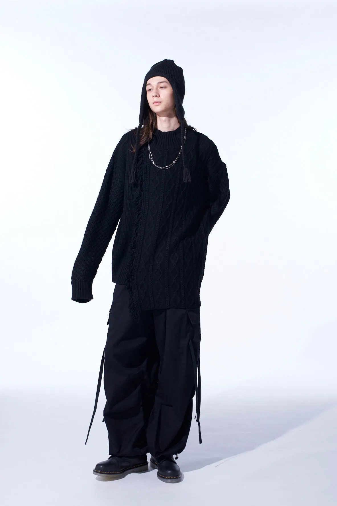 CORPILON BULKY WOOL ASYMMETRICAL FRINGE MOCK NECK KNIT sold by Yohji Yamamoto product image thumbnail 2