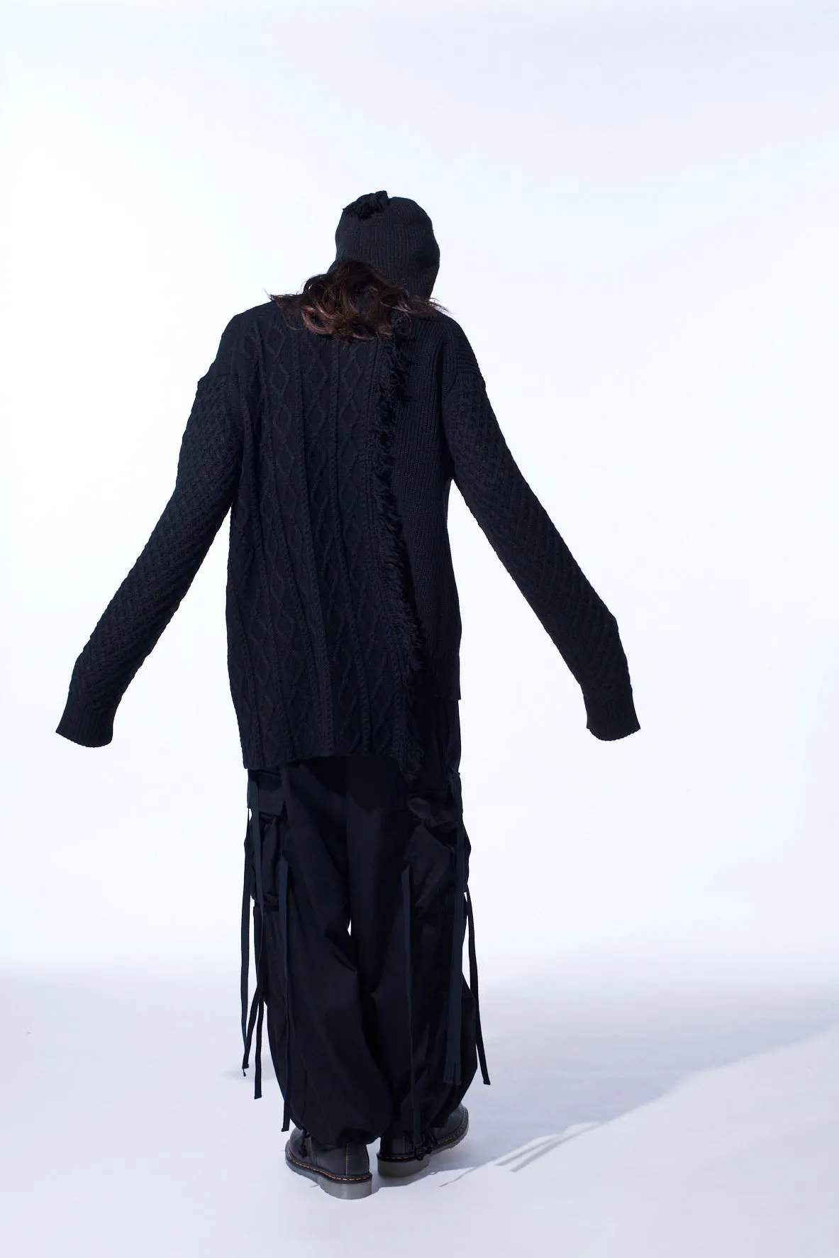 CORPILON BULKY WOOL ASYMMETRICAL FRINGE MOCK NECK KNIT sold by Yohji Yamamoto product image thumbnail 4
