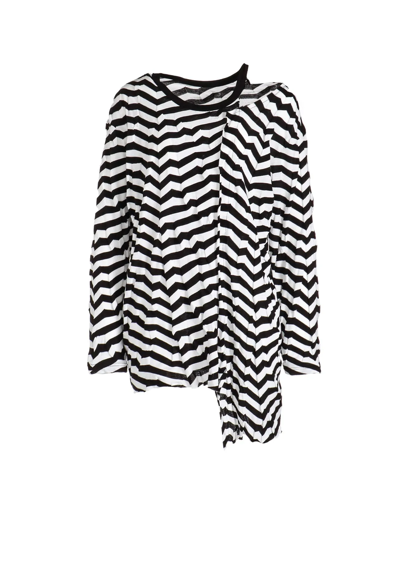 GEOMETRY LINKS STITCH STRIPED ASYMMETRIC LONG SLEEVE T B sold by Yohji Yamamoto