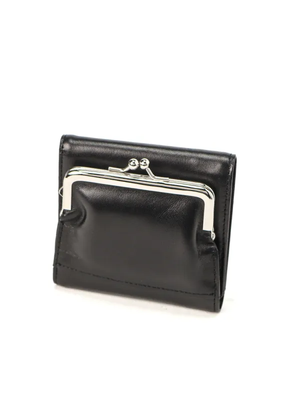 SEMI-GLOSS SMOOTH LEATHER MINI FOLDING WALLET sold by Yohji Yamamoto