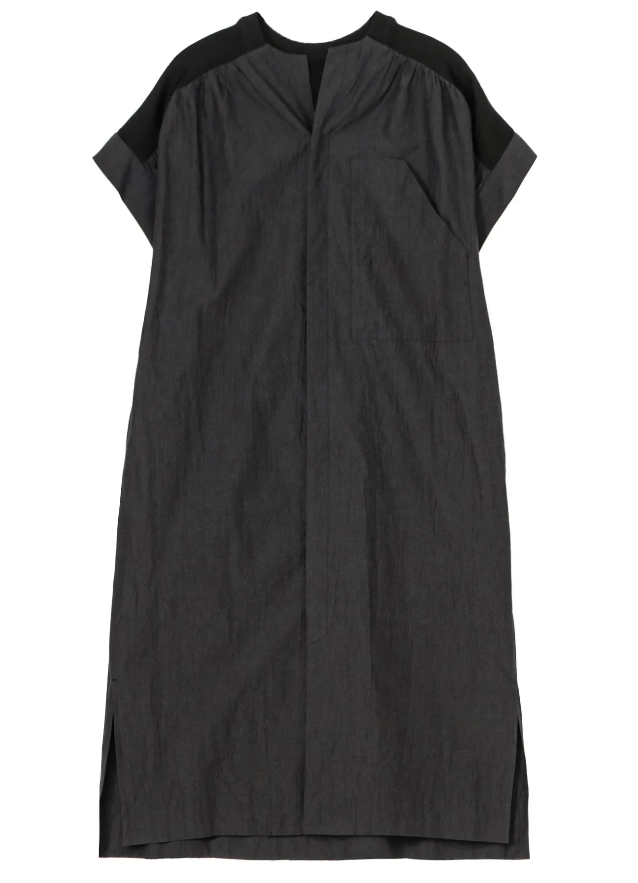 COTTON CHAMBRAY RIBBED FLY FRONT OPEN DRESS sold by Yohji Yamamoto product image thumbnail 2