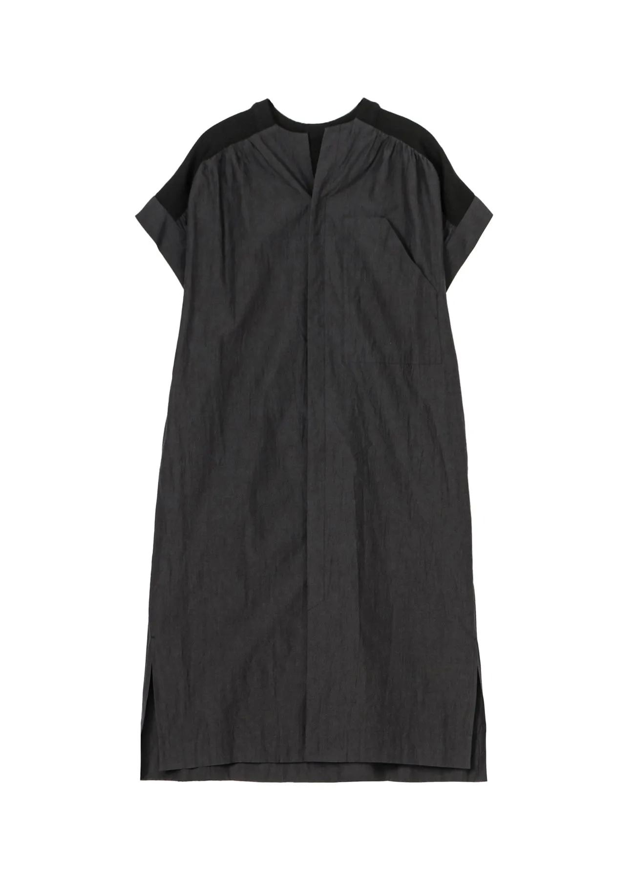 COTTON CHAMBRAY RIBBED FLY FRONT OPEN DRESS sold by Yohji Yamamoto