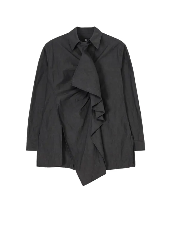 COTTON CHAMBRAY FRONT GATHERED BLOUSE made by Yohji Yamamoto