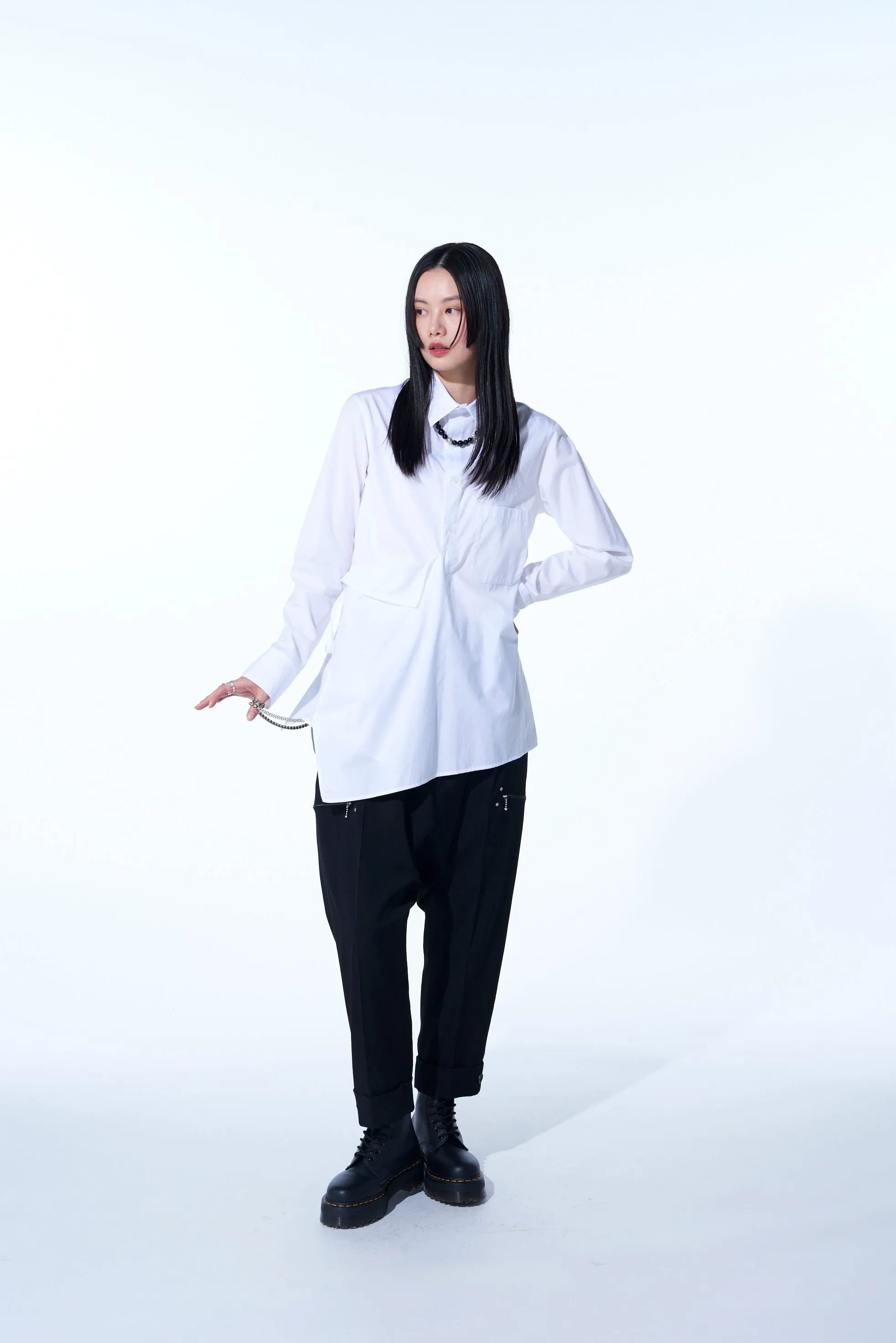 COTTON BROAD CLOTH DRAPED SHIRT sold by Yohji Yamamoto product image thumbnail 3