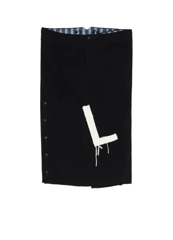 Cu/Ry/S GABARDINE PATCH RIGHT SIDE VENTS SKIRT sold by Yohji Yamamoto