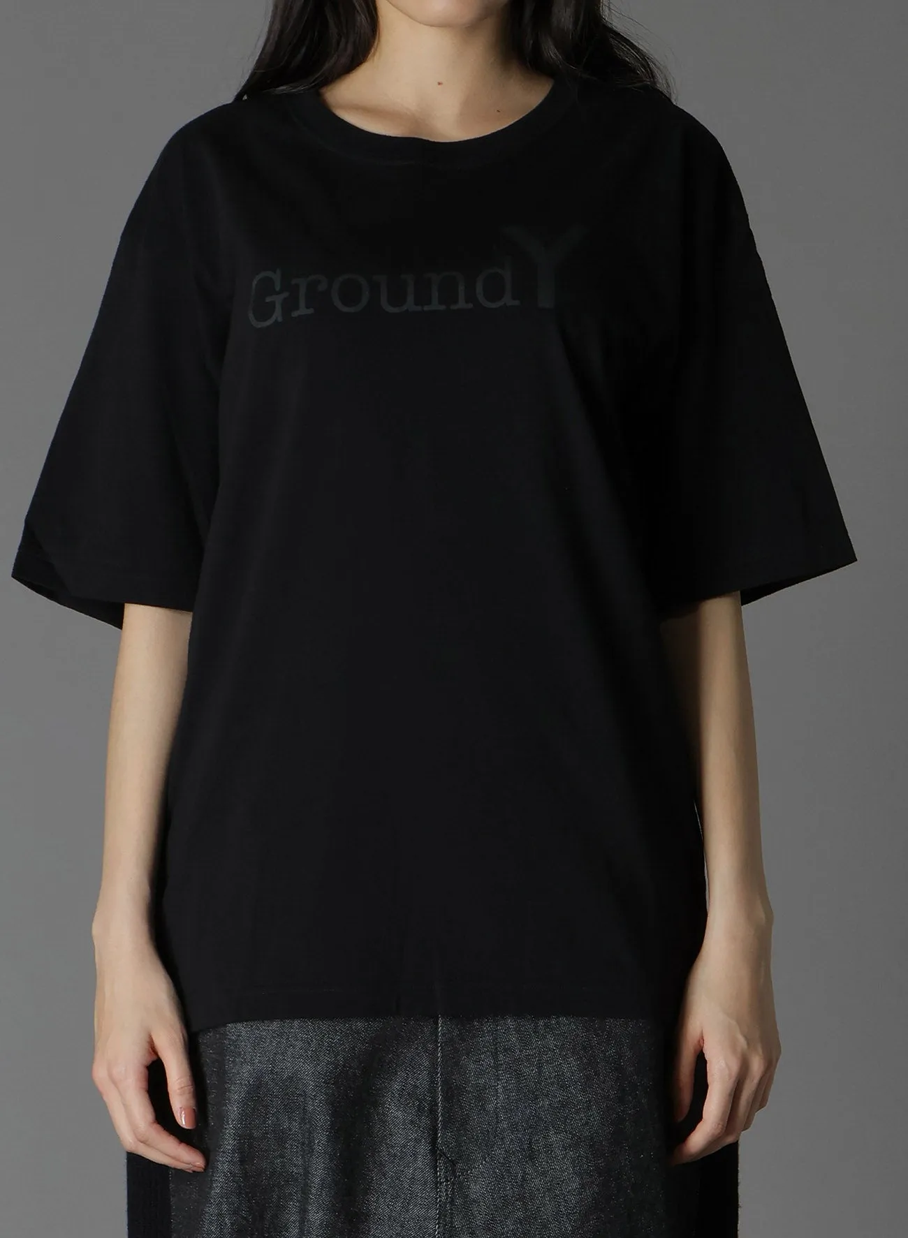 BLACK Ground Y LOGO GRAPHIC PRINT STANDARD T-SHIRT sold by Yohji Yamamoto product image thumbnail 4