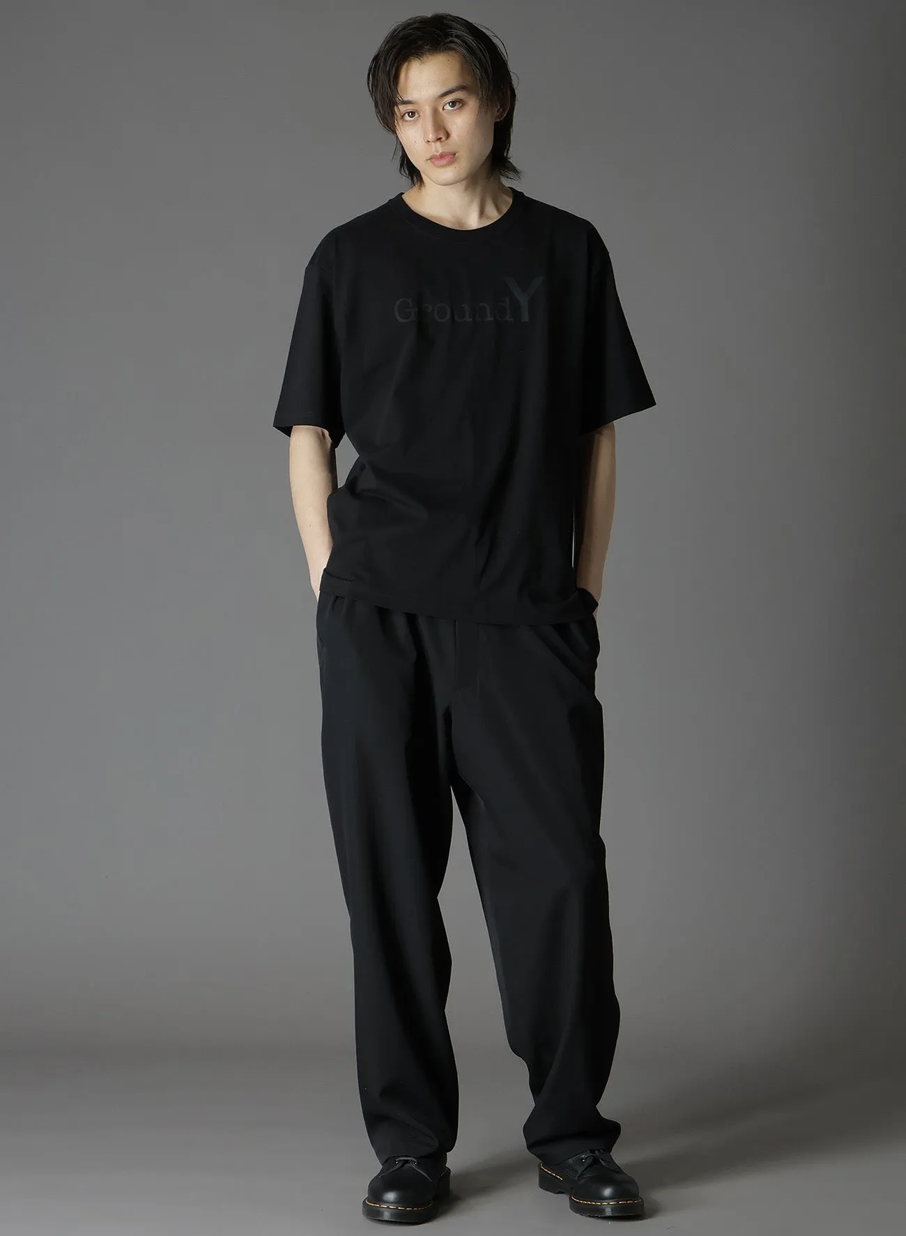 BLACK Ground Y LOGO GRAPHIC PRINT STANDARD T-SHIRT sold by Yohji Yamamoto product image thumbnail 2