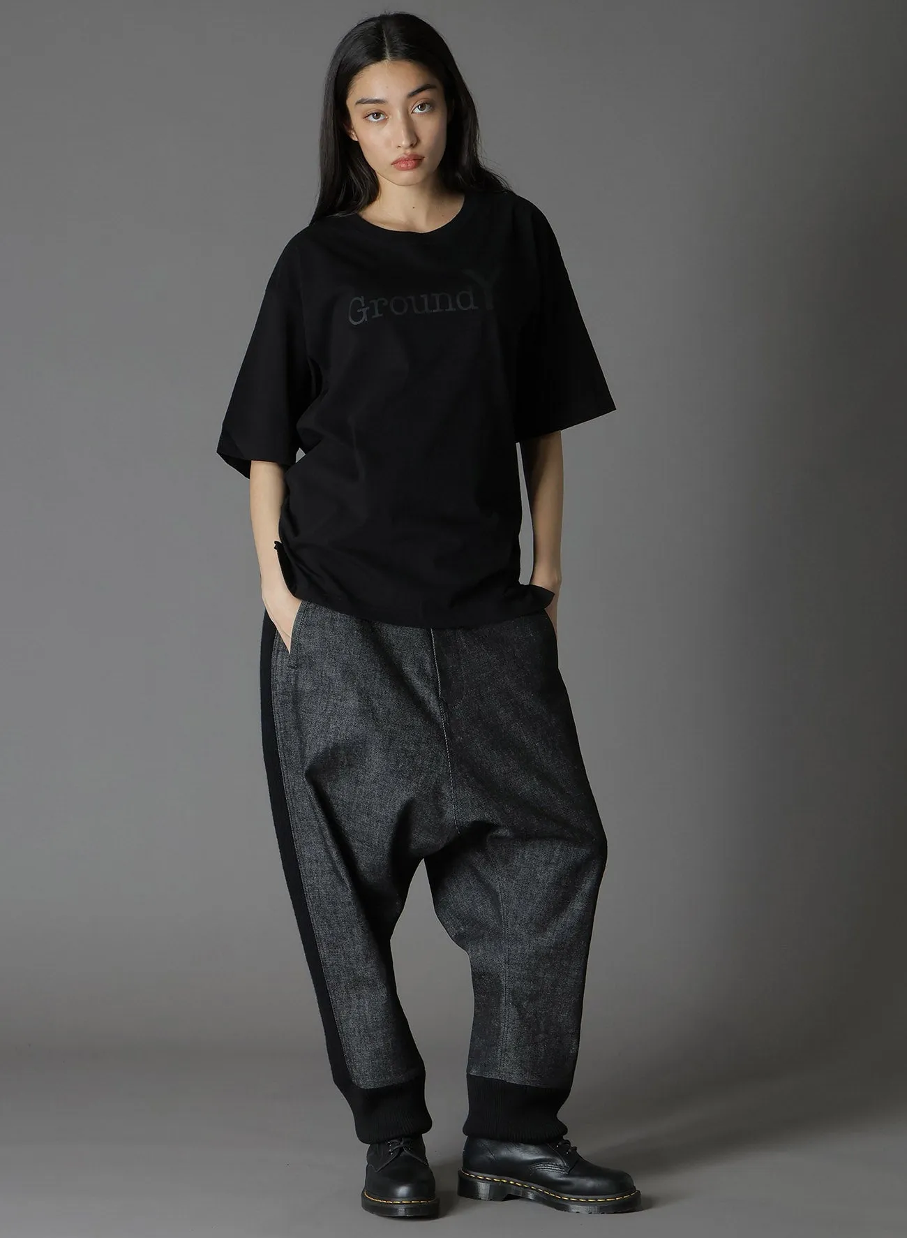 BLACK Ground Y LOGO GRAPHIC PRINT STANDARD T-SHIRT sold by Yohji Yamamoto product image thumbnail 3