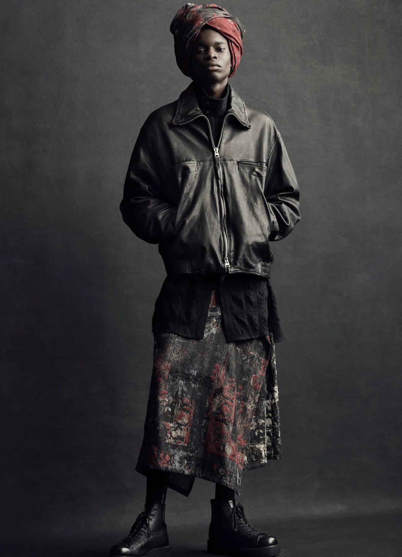 FLORAL JACQUARD WRAP FLARE SKIRT sold by Yohji Yamamoto product image thumbnail 2