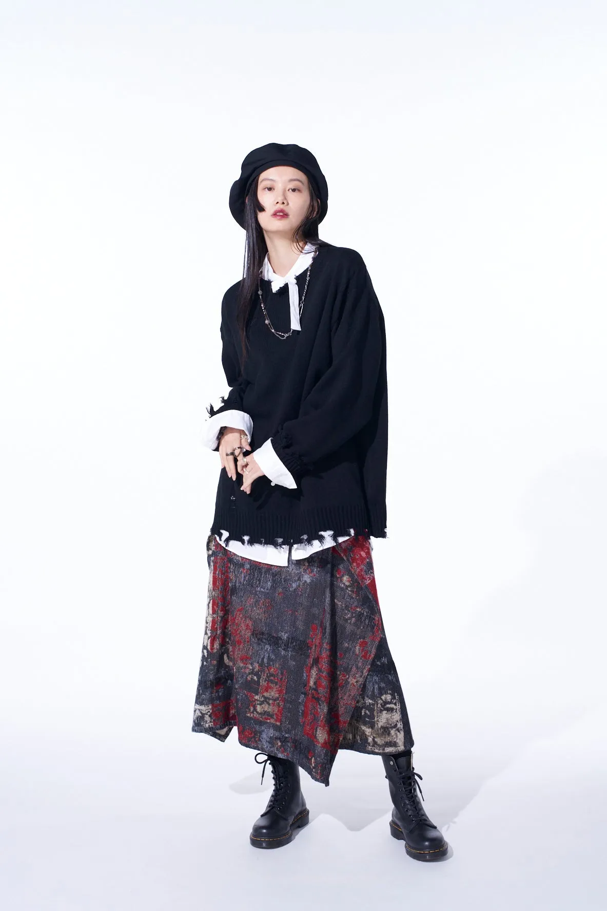 FLORAL JACQUARD WRAP FLARE SKIRT sold by Yohji Yamamoto product image thumbnail 3